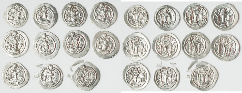 ANCIENT LOTS. Oriental. Sasanian Kingdom. Lot of eleven (11) AR drachms. Fine-Ch...