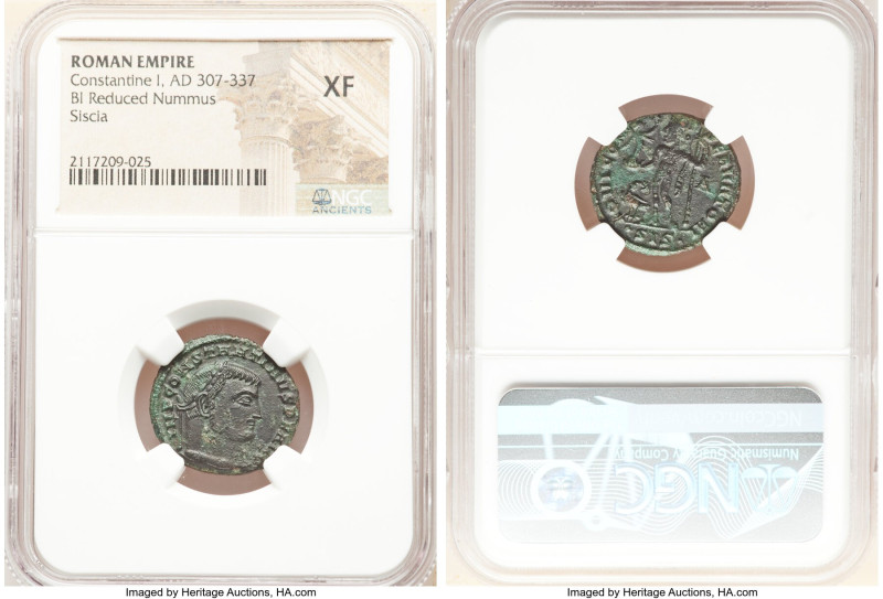 ANCIENT LOTS. Roman Imperial. Lot of five (5) AE and BI issues. NGC VF-XF, scrat...