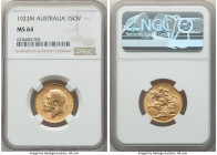 George V gold Sovereign 1923-M MS64 NGC, Melbourne mint, KM29, S-3999. Opaque butterscotch color. 

HID09801242017

© 2022 Heritage Auctions | All Rig...