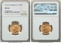 George V gold Sovereign 1931-P MS64 NGC, Perth mint, KM32, S-4002. Jade and rose toning. 

HID09801242017

© 2022 Heritage Auctions | All Rights Reser...