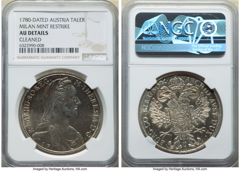 Maria Theresa 3-Piece Lot of Certified Restrike Talers 1780-Dated NGC, 1) Taler ...