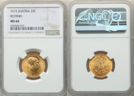 Franz Joseph I gold Restrike 20 Corona 1915 MS66 NGC, Vienna mint, KM2818, Fr-507R. Lustrous satin surfaces. 

HID09801242017

© 2022 Heritage Auction...