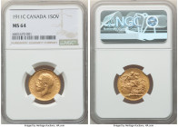 George V gold Sovereign 1911-C MS64 NGC, Ottawa mint, KM20, S-3997. Light olive toned surfaces with muted luster. 

HID09801242017

© 2022 Heritage Au...
