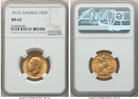 George V gold Sovereign 1911-C MS62 NGC, Ottawa mint, KM20, S-3997. Glimmering luster with sunny golden fields. 

HID09801242017

© 2022 Heritage Auct...