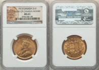 George V gold 10 Dollars 1913 MS63 NGC, Ottawa mint, KM27, Fr-3. Three year type. Bank of Canada Hoard. 

HID09801242017

© 2022 Heritage Auctions | A...