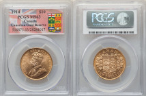 George V gold 10 Dollars 1914 MS63 PCGS, Ottawa mint, KM27, Fr-3. Canadian Gold Reserve. 

HID09801242017

© 2022 Heritage Auctions | All Rights Reser...