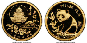 People's Republic gold Proof "Sino-Japanese Friendship" Panda Medal (1/20 oz) 1987 PR70 Deep Cameo PCGS, KMX-MB32. Struck for the Tokyo International ...