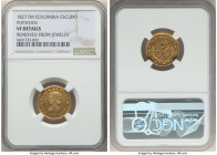 Republic gold Escudo 1827 POPAYAN-FM VF Details (Removed From Jewelry) NGC, Popayan mint, KM81.2, Fr-72. Sangria colored peripheral tone. 

HID0980124...