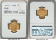 Republic gold 5 Pesos 1923-B MS62 NGC, Bogota mint, KM201.1, Fr-113. 

HID09801242017

© 2022 Heritage Auctions | All Rights Reserved