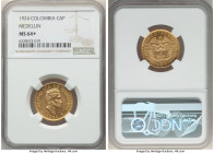 Republic gold 5 Pesos 1924 MS64+ NGC, Medellin mint, KM204, Fr-115. Fully struck, and veiled in satin luster. 

HID09801242017

© 2022 Heritage Auctio...