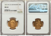 Christian IX gold 20 Kroner 1873 (h)-CS MS64 NGC, Copenhagen mint, KM791.1, Fr-295. Allover pervasive sunny luster with Semi-Prooflike fields displaye...