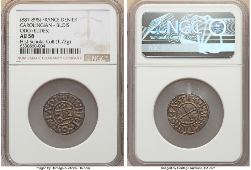 Carolingian. Odo Denier ND (887-898) AU58 NGC, Blois mint, Dep-163 var, MEC-980 ...