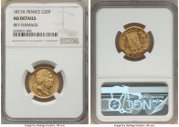 Louis XVIII gold 20 Francs 1817-A AU Details (Reverse Damage) NGC, Paris mint, KM712.1, Fr-538. Reflective luster cascading across straw colored field...