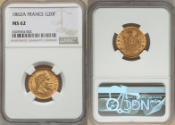 Napoleon III gold 20 Francs 1862-A MS62 NGC, Paris mint, KM801.1, Gad-1062. Nicely struck portrait with non-lustrous fields. 

HID09801242017

© 2022 ...