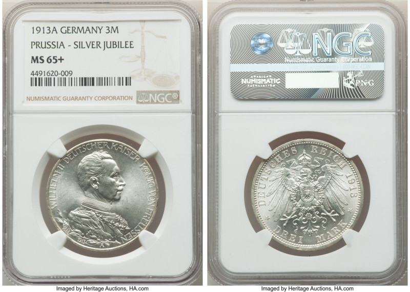 Prussia. Wilhelm II "Silver Jubilee" 3 Mark 1913-A MS65+ NGC, Berlin mint, KM535...