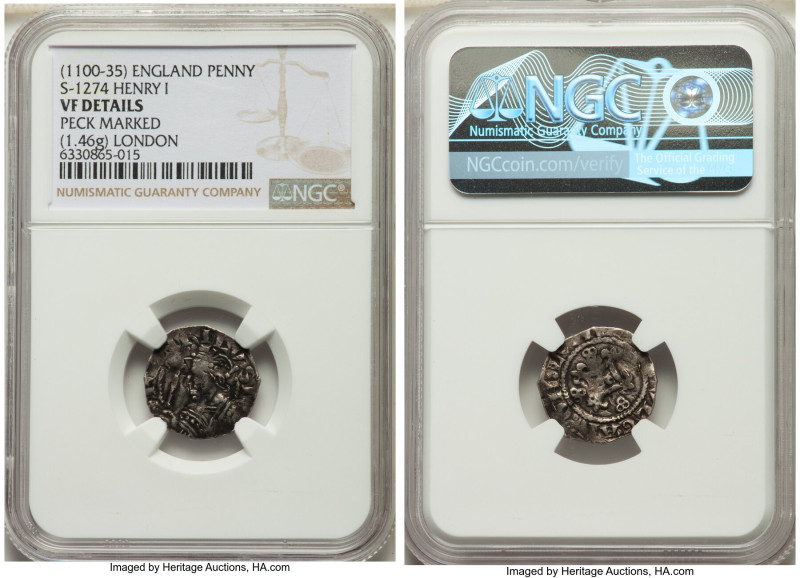 Henry I (1100-1135) Penny ND (1125-1135) VF Details (Peck Marked) NGC, London mi...