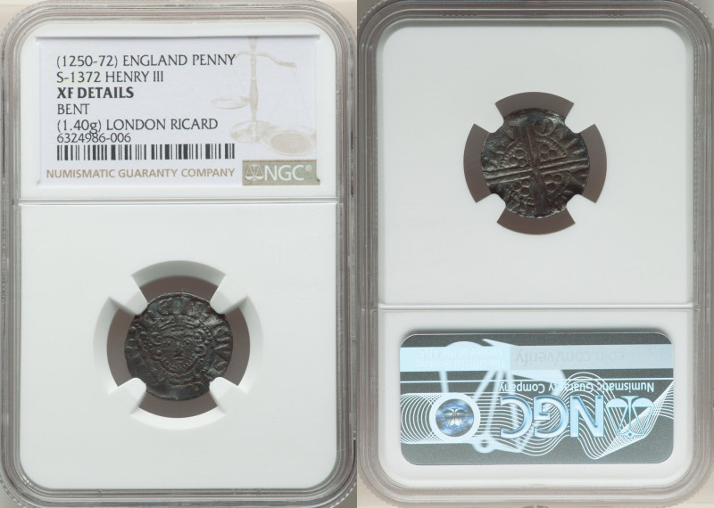 Henry III (1216-1272) Penny ND (1250-1272) XF Details (Bent) NGC, London mint, R...