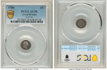 4-Piece Lot of Certified Assorted Issues PCGS, 1) George III Maundy Penny 1786 - AU58, KM594, S-3759 2) George IV 6 Pence 1821 - AU50, KM678, S-3813 3...