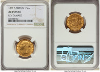 Victoria gold Sovereign 1850 AU Details (Reverse Damage) NGC, KM736.1, S-3852C. 

HID09801242017

© 2022 Heritage Auctions | All Rights Reserved