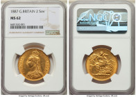 Victoria gold 2 Pounds 1887 MS62 NGC, KM768, S-3865. A beautiful Golden Jubilee Issue. 

HID09801242017

© 2022 Heritage Auctions | All Rights Reserve...