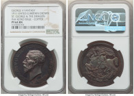 George V copper Proof INA Retro Fantasy Issue "St. George & The Dragon" Crown 1911-Dated PR64 Brown NGC, KM-Unl. Plum, blue and rose toned proof surfa...