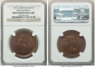 Elizabeth II Mint Error - Broadstruck Penny 1965 MS62 Brown NGC, KM897, S-4157. Slightly off center strike. Cordovan brown with muted luster. 

HID098...