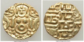 Gahadavalas of Kanauj Govindachandra gold 4-1/2 Masha (Dinar) ND (1114-1154) XF, Fr-213, Mitchiner-490ff. 18.9mm. 4.18gm. Lakshmi seated facing / Thre...