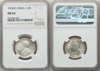 British India. George V 1/2 Rupee 1934-(c) MS64 NGC, Calcutta mint, KM522. 

HID09801242017

© 2022 Heritage Auctions | All Rights Reserved