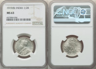 British India. George V 5-Piece Lot of Certified 1/2 Rupees 1919-(b) NGC, 1) 1/2 Rupee 1919-(b) - MS63 2) 1/2 Rupee 1919-(b) - MS63 3) 1/2 Rupee 1917-...