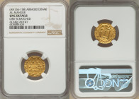 Abbasid. temp. al-Mansur (AH 136-158 / AD 754-775) gold Dinar AH 141 (AD 758/759) UNC Details (Obverse Scratched) NGC, No mint, A-212. 4.24gm. 

HID09...