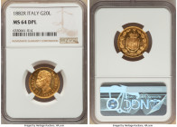 Umberto I gold 20 Lire 1882-R MS64 Deep Prooflike NGC, Rome mint, KM21, Fr-21. Graced with immense golden frost and and a warm copper color. 

HID0980...
