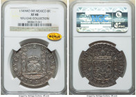 Ferdinand VI 8 Reales 1749 Mo-MF XF40 NGC, Mexico City mint, KM104.1, Cal-473. Draped in citrus-tinted cadet-gray toning with underlying glossy luster...