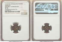 Nijmegen. Frederick I, Barbarossa (1152-1190) Pfennig ND (1152-1190) VF30 NGC, Nijmegen mint. 0.56gm. Bust with cross, flag and palm facing / Small cr...