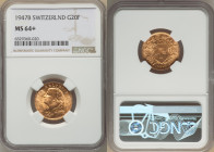Confederation gold 20 Francs 1947-B MS64+ NGC, Bern mint, KM35.2, Fr-499. A dazzling gem, with luminous sunny fields. 

HID09801242017

© 2022 Heritag...
