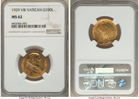 Pius XI gold 100 Lire Anno VIII (1929) MS62 NGC, KM9, Fr-283. Mintage: 10,000. First year of type. 

HID09801242017

© 2022 Heritage Auctions | All Ri...