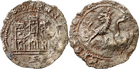 Enrique IV (1454-1474). Ávila. Maravedí. (Imperatrix E4:20.4, mismo ejemplar) (AB. 790). Leyendas parcialmente visibles. 1,54 g. BC.