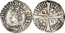 Enrique IV (1454-1474). Barcelona. Croat. (Imperatrix E4:18.6 (50), mismo ejemplar) (Cru.V.S. 911.1) (Badia falta) (Cru.C.G. 3035). Sin puntos entre G...