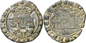 Enrique IV (1454-1474). Burgos. Cuartillo. (Imperatrix E4:14.34 (50), mismo ejemplar) (AB. 739 var). La G de GRA, en reverso, rectificada sobre una R....
