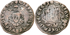 Enrique IV (1454-1474). Burgos. Cuartillo. Falsa de época del tipo Imperatrix E4:14.35, mismo ejemplar. Muy curiosa. Leyendas ininteligibles. 5,40 g. ...