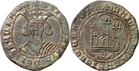 Enrique IV (1454-1474). Burgos. Cuartillo. (Imperatrix E4:14.41, mismo ejemplar) (AB. 739.1 var). Rara. 3,93 g. MBC.