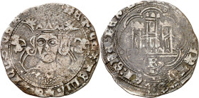 Enrique IV (1454-1474). Burgos. Cuartillo. (Imperatrix E4:14.47, mismo ejemplar) (AB. 739.2 var). Muy rara. 3,19 g. BC+.