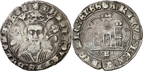 Enrique IV (1454-1474). Burgos. Cuartillo. (Imperatrix E4:14.58, mismo ejemplar) (AB. 739.2 var). Rara. 3,22 g. MBC-.