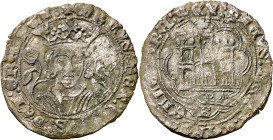 Enrique IV (1454-1474). Burgos. Cuartillo. (Imperatrix E4:14.46, mismo ejemplar) (AB. 739.2 var). Curiosas leyendas por doble acuñación. Vellón rico. ...