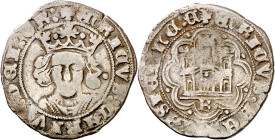 Enrique IV (1454-1474). Burgos. Cuartillo. (Imperatrix E4:14.40, mismo ejemplar) (AB. falta). Rara. 3,23 g. MBC-.