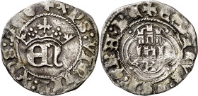Enrique IV (1454-1474). Burgos. Cuarto de real. (Imperatrix E4:30.2, mismo ejemplar) (AB. 733). Orla circular en anverso y lobular en reverso. Rarísim...
