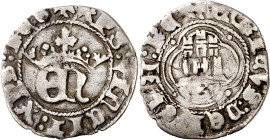 Enrique IV (1454-1474). Burgos. Cuarto de real. (Imperatrix E4:30.2, mismo ejemplar) (AB. 733). Orla circular en anverso y lobular en reverso. Rarísim...