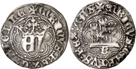 Enrique IV (1454-1474). Burgos. Medio real. (Imperatrix E4:10.3, mismo ejemplar) (AB. 696) (V.Q. 6110, mismo ejemplar). Orlas lobulares en anverso y r...