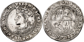 Enrique IV (1454-1474). Burgos. Real de busto. (Imperatrix E4:9.8, mismo ejemplar) (AB. 688.2 var). Rayitas por limpieza. 3,34 g. MBC.