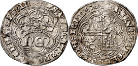 Enrique IV (1454-1474). Burgos. Real de anagrama. (Imperatrix E4:28.2, mismo ejemplar) (AB. 708.2 var). Atractiva. Escasa así. 3,35 g. EBC-.