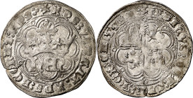 Enrique IV (1454-1474). Burgos. Real de anagrama. (Imperatrix E4:28.5) (AB. 708.2). Pequeña grieta. 3,40 g. MBC/MBC+.
